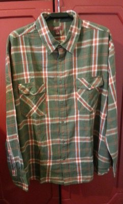 【ARIZONA】淺橄欖綠格紋休閒襯衫 2XL