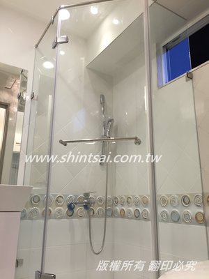 shintsai玻璃 淋浴拉門 玻璃拉門 推門 五角型 一字型 L型 乾濕分離玻璃  淋浴間玻璃