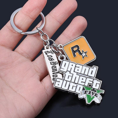 GTA5遊戲周邊吊飾書包鑰匙扣俠道列獵飛車手金屬鑰匙扣鏈圈R星 鑰匙扣 手機鏈