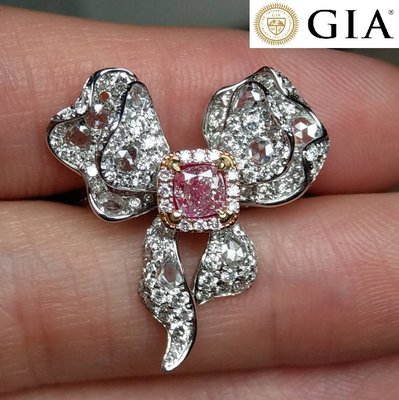 【台北周先生】天然粉紅色鑽石 0.38克拉 粉鑽 璀璨耀眼 18K金 蝴蝶造型美戒 送GIA證書