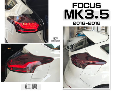 小傑車燈-福特FORD FOCUS 16 17 2016 2017 5門 LED光柱 紅黑 MK3.5尾燈 實車安裝