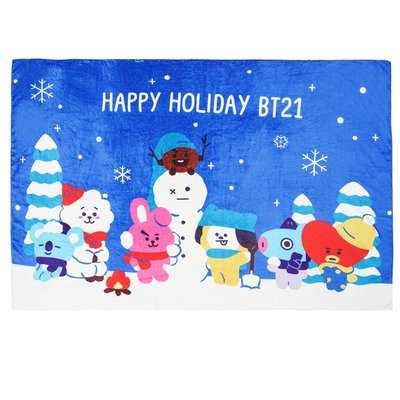 BTS防彈少年團珊瑚絨毯子 BT21卡通柔軟保暖毛毯 聖誕全家福辦公室午睡毯 可愛床上用品阿米周邊禮物
