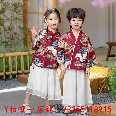 龍袍兒童漢服男童新中式唐裝薄款女童周歲禮服寶寶三月三民族演出服裝服裝