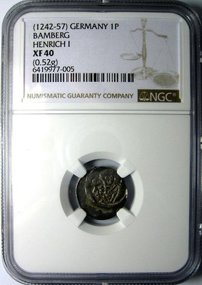 NGC-XF40中世紀銀幣,德意志巴伐利亞,班貝格亨利一世,25039