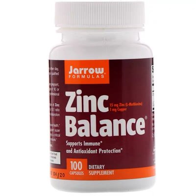 Jarrow Formulas 鋅，高效能專利鋅(Zinc Balance)，15:1 100粒(美國，含鋅,銅）