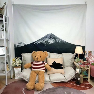 熱銷 富士山背景布 ins風景臥室床頭掛布租房改造宿舍書桌裝飾墻布掛毯