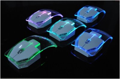 2.4Ghz 滑鼠創意超薄透明七彩發光無線滑鼠