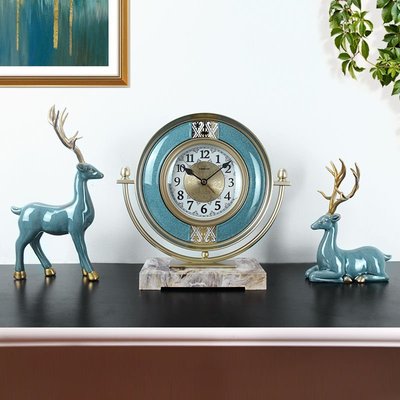 麗盛歐式客廳靜音座鐘創意電視柜玄關擺件裝飾工藝品石英鐘表時鐘~熱銷