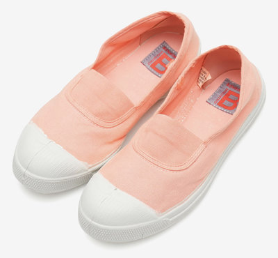 代購 法國23春夏新款bensimon 純手工製有機棉基本款粉紅色鬆緊帶帆布鞋
