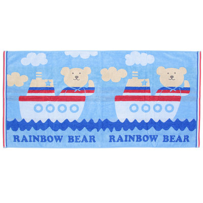 水金鈴小舖 RAINBOW BEAR 日本製 彩虹熊 毛巾 浴巾 草莓粉 汽車藍 雲朵 馬戲團 冒險故事 L