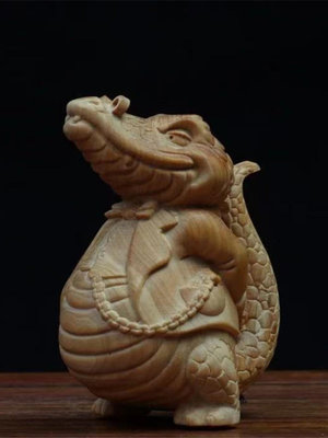 小葉黃楊木雕招財手把件鱷魚大亨男士隨身把玩送禮收藏工藝品擺件