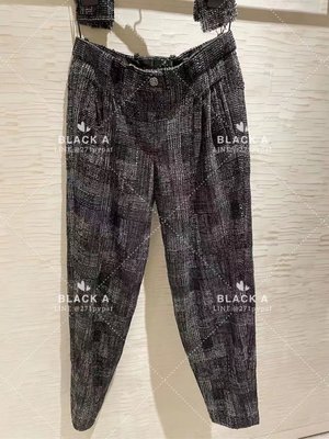 【BLACK A】Chanel 22A Métiers dArt 手工坊系列 黑色格紋編織毛呢哈倫褲長褲 價格私訊