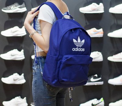 adidas 愛迪達 三葉草 2021 新款藍色 書包戶外旅行雙肩背包 H35597