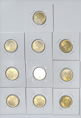 TB122 民國56年蘭花5角銅幣10枚 全新未使用 品像如圖 蘭花伍角 蘭花五角