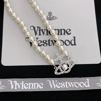 英國知名設計師品牌Vivienne Westwood珍珠鑲嵌土星串珠項鍊 代購