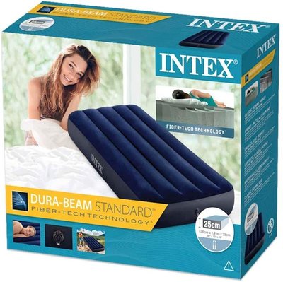 【INTEX】經典單人(新款FIBER TECH)充氣床墊-寬76cm 15010021(64756)