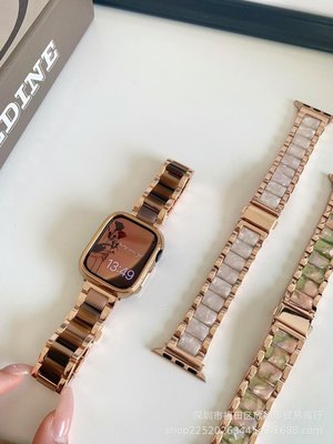 新款可可樹脂拼接金屬表帶適用于蘋果手表Apple Watch1-8代SE正品促銷