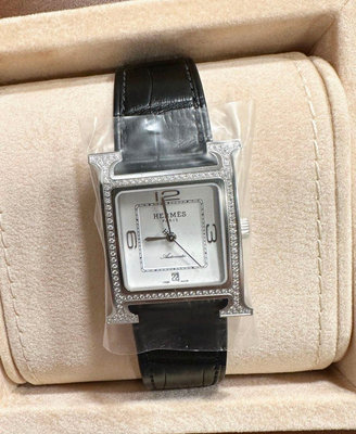 J-Shop Luxury 精品店 Hermes Hour H 26mm MM 尺寸 黑色鱷魚皮女裝鑽石機械芯自動手錶