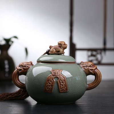 佛藝館   茶葉罐 茶倉 茶甕 茶罐 普洱茶 醒茶罐 置物罐 陶瓷（GA-1058）
