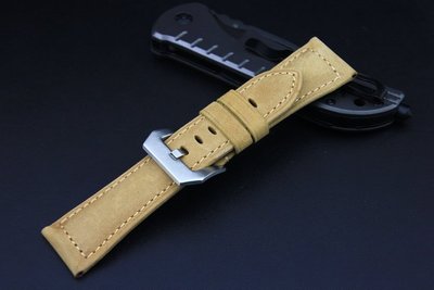 26mm收22mm可替代沛娜海Panerai原廠錶帶瘋馬質感牛皮錶帶,不鏽鋼錶扣~沙漠