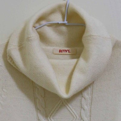 【CL-G66】專櫃 BETTY'S大翻領鬆領高領麻花羊毛短袖上衣 針織衫