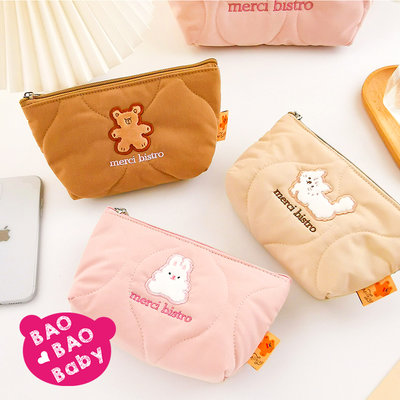 【寶貝日雜包】韓國兔兔 小熊刺繡收納袋 化妝包 盥洗包 萬用包 手拿包 隨身包 手機包