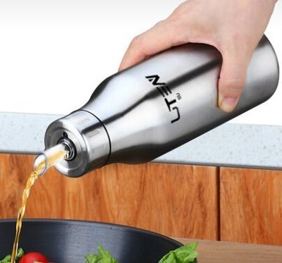 【熱賣精選】不鏽鋼油壺 醬油壺 調味瓶500ML 帶蓋 廚房餐廳用品 836A