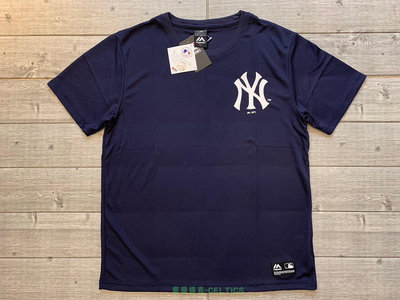塞爾提克~MLB Majestic 美國職棒 NY YANKEES 紐約 洋基隊 吸濕快排 短袖 T恤 正標~深藍色