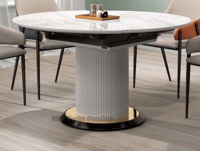 【N D Furniture】台南在地家具-網美餐廳造型腳座亮面岩板收合圓餐桌/岩板圓桌YH