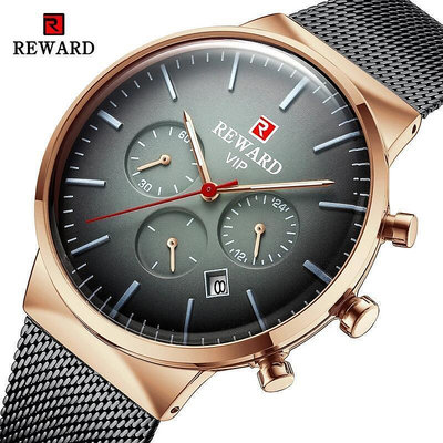 Reward 2022 新款男士手錶不銹鋼頂級品牌豪華運動時鐘防水夜光計時碼表男士石英手錶