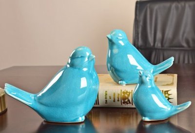 哥窯陶瓷小鳥家庭擺件 冰裂陶瓷鳥可愛小鳥吉祥納福裝飾品居家吉祥物擺飾陶瓷工藝品禮物