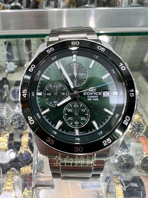 【金台鐘錶】CASIO卡西歐EDIFICE系列 EFR-526D-3A 三眼計時賽車錶 (綠) 防水100米