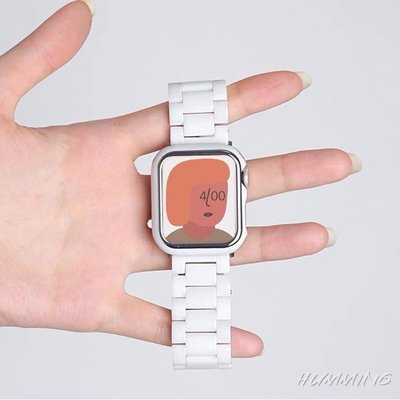 森尼3C-三珠陶瓷錶帶 Apple Watch S8  7代 6 5 4 3 SE 蘋果手錶錶帶 45mm 44mm 男女可用-品質保證