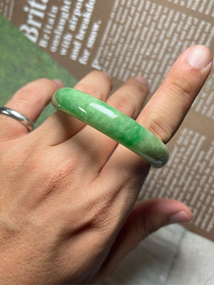 早期收藏老料綠底陽綠翡翠玉鐲手鐲手環-手鐲內徑54mm