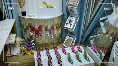 【現貨免運】Amina Muaddi高跟鞋女PVC透明水鉆蝴蝶結太陽花細跟尖頭涼鞋婚鞋