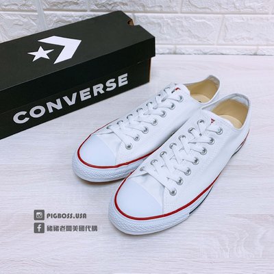 【豬豬老闆】Converse All Star 帆布鞋 基本款 全白 白色 紅邊 白紅藍 低筒 男女鞋 M7652C