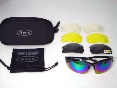 APEX 610偏光眼鏡 運動眼鏡 太陽眼鏡 運動風鏡(買1送3全套)附腰包(有7色)近視可用 美國寶麗來偏光鏡+3色