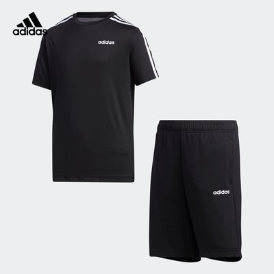 100原廠％Adidas愛迪達官網 大童裝夏季訓練短袖運動套裝FM0765 GD6163