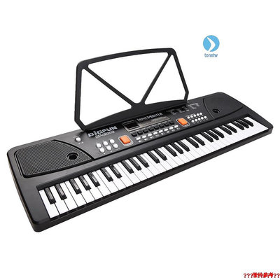 BIGFUN 61 鍵可充電電子琴兒童電鋼琴帶麥克風黑色數字音樂電子鍵盤帶 LED 顯示內置雙 S【音悅俱樂部】