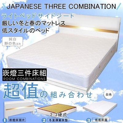HOME MALL和懋傢俱~白色日式崁燈床頭片+低床底+硬式彈簧床墊(雙人5尺)-7688(雙北市1-3F免運)6色可選