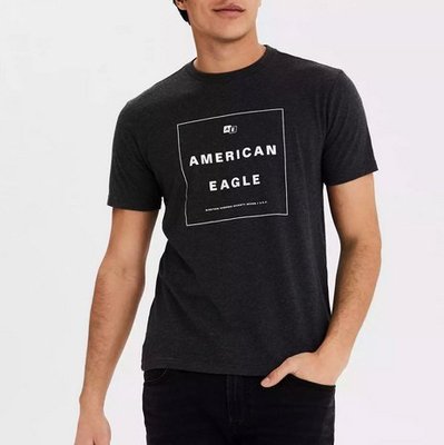 現貨 S M 潮T 黑灰色 短袖T恤 超酷 AE LOGO印花短T American Eagle 特價 美版