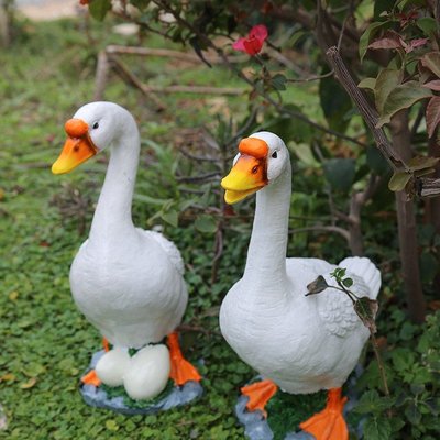 動物擺飾 花園裝飾 庭院戶外園藝裝飾品擺件仿真動物樹脂鴨子仿真鵝擺件 班級佈置 花園裝飾