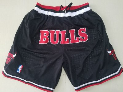 NBA芝加哥公牛隊 復古籃球褲  口袋版 黑色