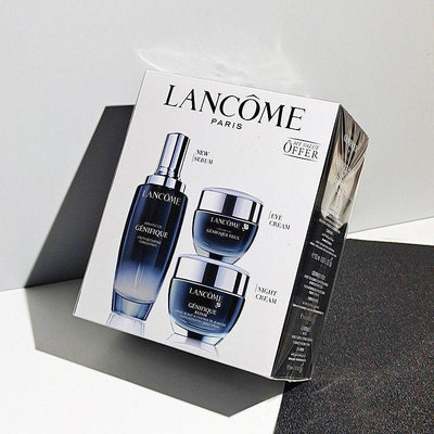 熱銷# 免運Lancome 蘭蔻小黑瓶三件套 第二代肌底液50ML+面霜50ML+眼霜15ML限量三件套盒