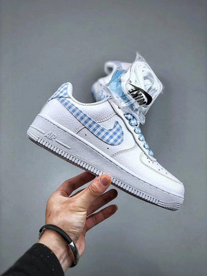耐克Nike Air Force 1 Low 07 白藍格子低幫男女休閑鞋運動鞋板鞋