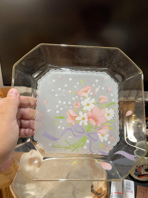 日本回流，大玻璃盤子，可以當果子缽，也可以當壺承，直徑23