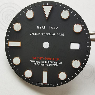 手表機芯配件 代用勞 游艇玫瑰金表盤表盤  適用3135/3235機芯