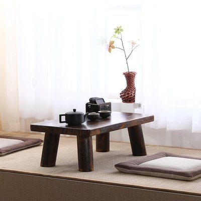 熱銷 迷路的深林日式燒桐木飄窗桌子小茶幾簡約榻榻米矮桌子圓地桌炕幾實木小方桌