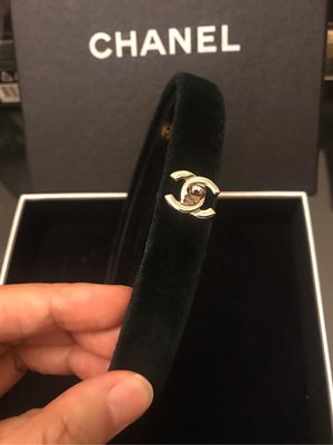 Chanel 絨布 法國製 古董 經典款 髮箍 髮圈 附原廠盒