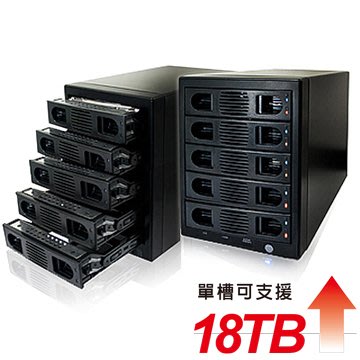 (支援18TB )伽利略 USB3.0 + eSATA 1至5層抽取式硬碟外接盒(35D-U3ES5R)